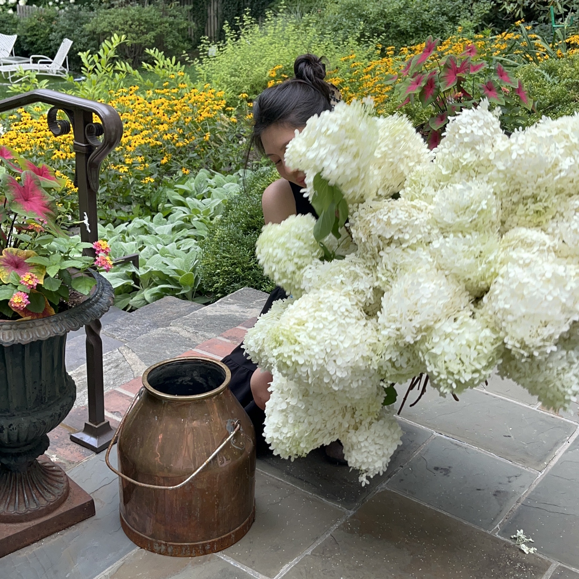 Grace with hydrangeas