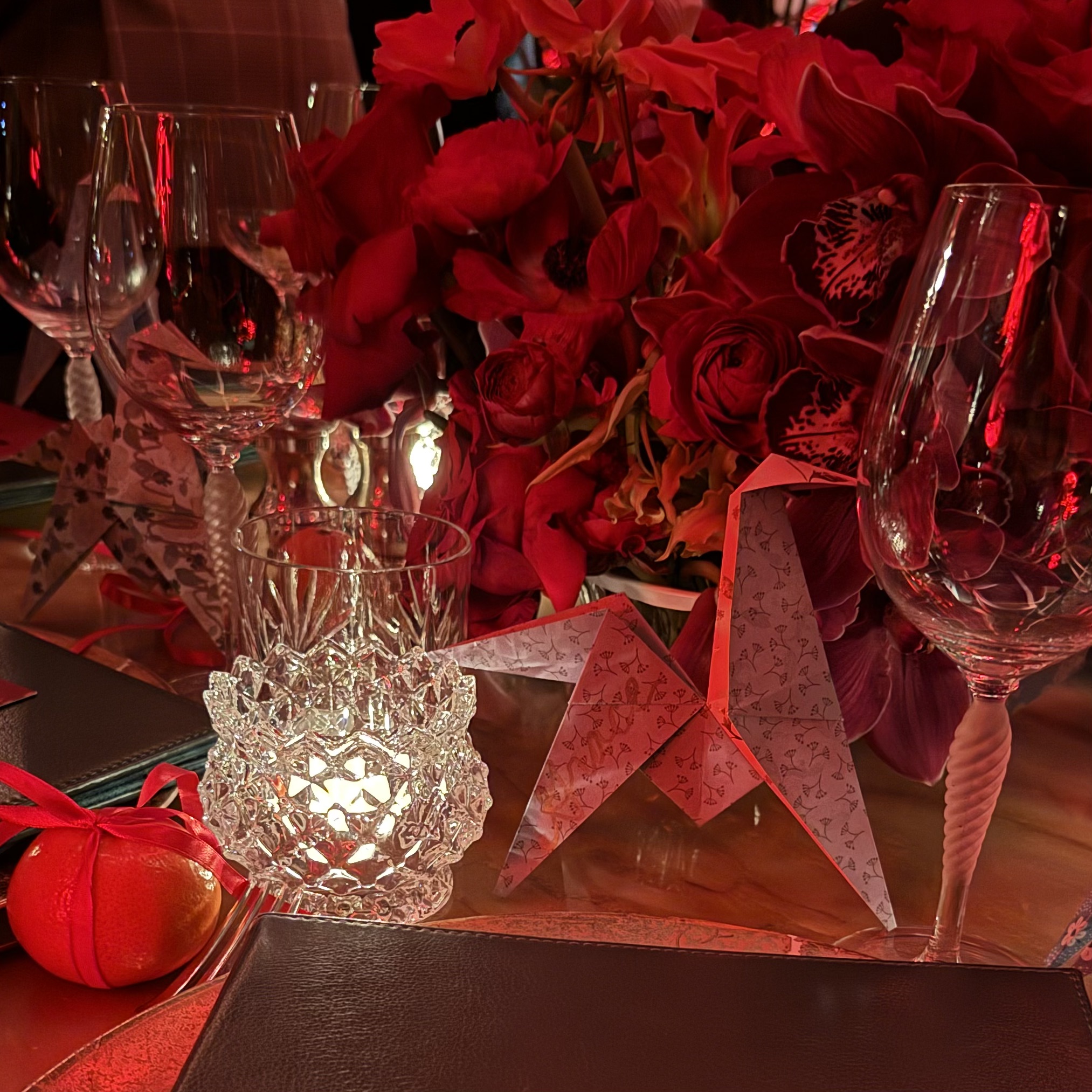 Red Christmas tablescape